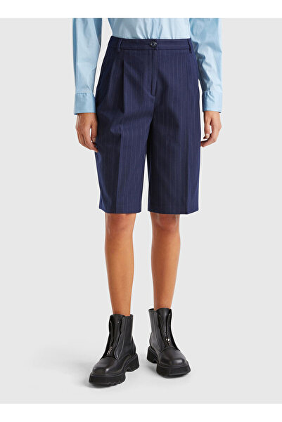 Benetton High Waist Regular Anthracite Women's Shorts 4Khsd901P