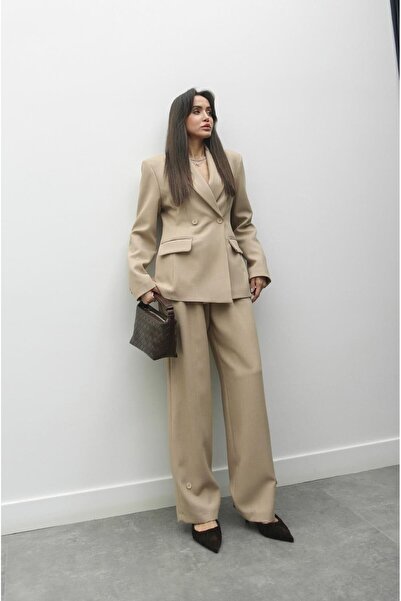 Havoş Beige Premium Blazer Jacket Pants Set