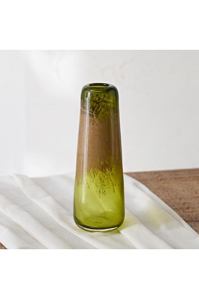 erorex Reva Handmade Premium Glass Vase with Powder Band - 11.5x11.5x31 cm