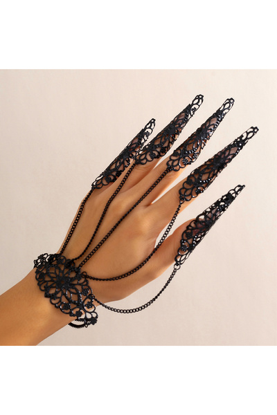 Choice أساور أصابع هندية مبالغ فيها باللون الأسود للنساء بتصميم إبداعي على شك...