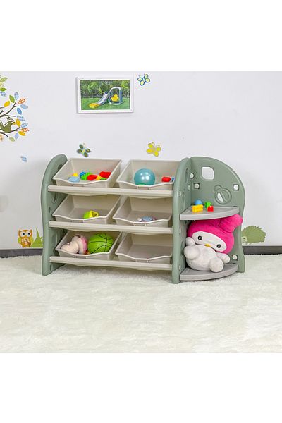 erorex Iris Kinder 3-Tier Toy Organiser Bookcase with 6 Boxes