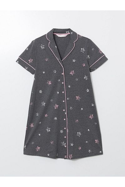LC Waikiki Lcw Dream Shirt Collar Patterned Maternity Nightgown