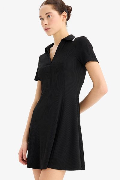 DeFacto Coool Polo Neck Manšestrové minišaty s krátkým rukávem E5327AX25SP