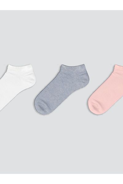 LC Waikiki Lcw Dream Blue Women's Plain Booties Socks 3 Pack