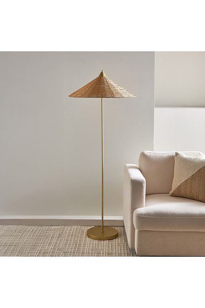 erorex Collett Metal Floor Lamp with Rope Shade - 64x64x156 cm