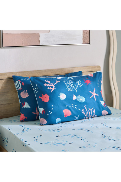 erorex Joy Sea World Fishes 2-Piece Microfibre Pillow Cover Set - 50x75 cm