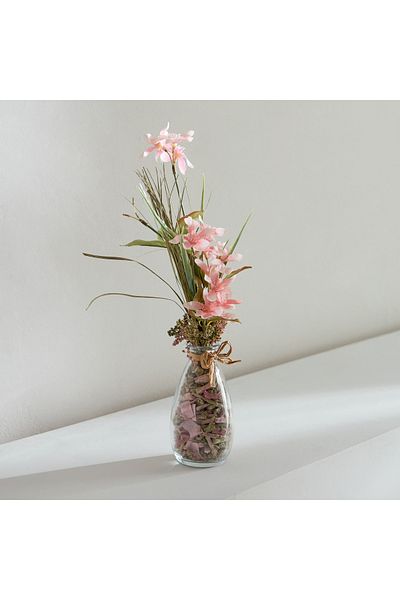 erorex Caven Butterfly Flower in Glass Vase with Potpourri - 11x10x35 cm