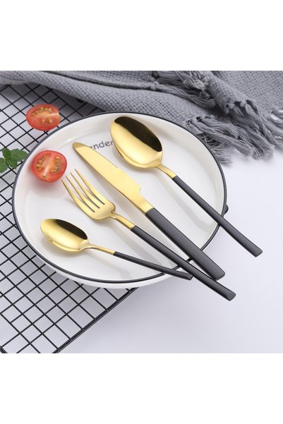 Sunhome 4-Piece Stainless Steel Cutlery Set Black/Gold