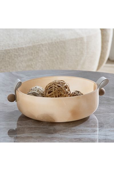 erorex وعاء زجاجي مزخرف من أودن مع كتلة - 25.5 × 23 × 7 سم