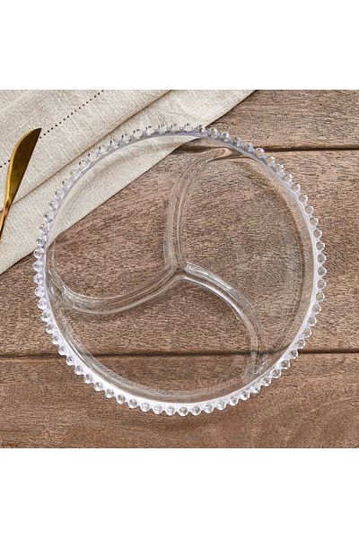 erorex Merriam 3-Partition Beaded Serving Plate - 23.3 cm