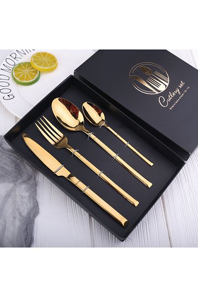 Sunhome 4-Piece Stainless Steel Cutlery Set Gold