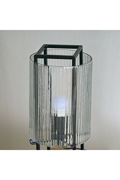 erorex Aron Metal Table Lamp with Textured Glass - 16x35 cm
