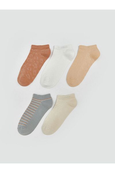 LC Waikiki Brown Women's Flat Booties Socks 5-Piece