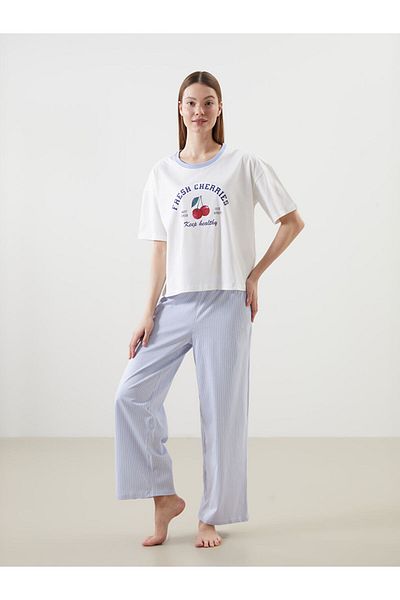 LC Waikiki Set pijamale pentru femei cu imprimeu Crew Neck New Season - S5HP48Z8