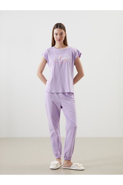 LC Waikiki Set pijamale pentru femei cu imprimeu Crew Neck New Season - S5GS65Z8