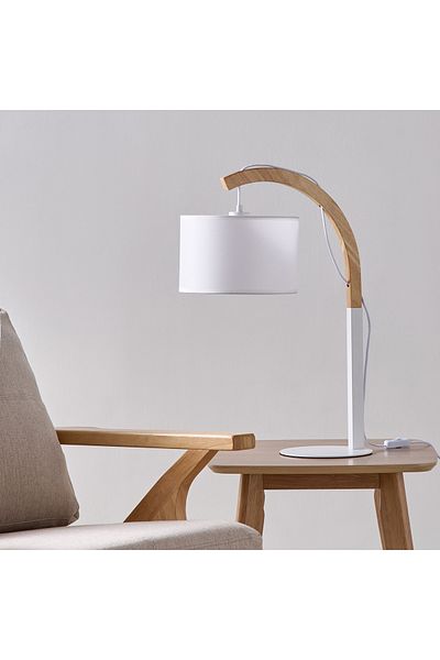 erorex Tyler Metal and Wooden Table Lamp with Fabric Shade - 22x43.5x62.5 cm