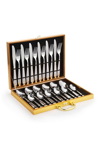Sunhome 24-Piece Stainless Steel Cutlery Set Silver/Gold