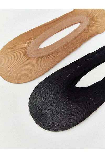 LC Waikiki Black Women's Plain Ballerina Socks 2-Pack