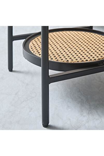 erorex Enna Rattan and Solid Wood End Table