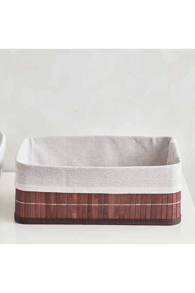erorex Knock Down Bamboo Collapsible Large Storage Basket - 33x23x12 cm