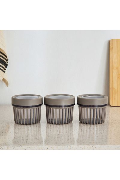 erorex Foly Life 3-Piece Linea Round Storage Box Set - 550 ml