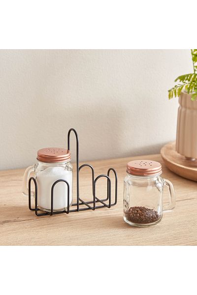 erorex Essential 3-Piece Glass Mason Jar Set with Stand Set