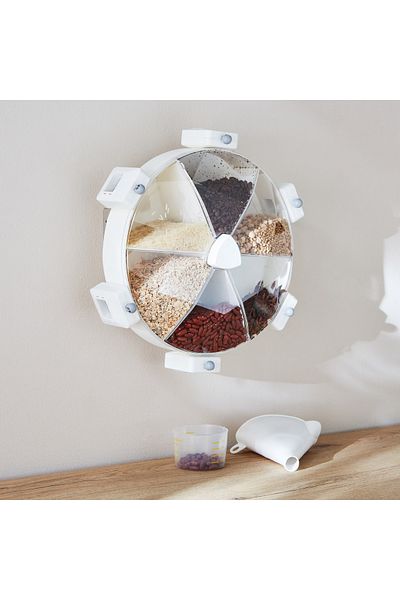 erorex Essential Wall Mounted Rotatable 6-in-1 Grain Storage Container - 38.5x15x34.7 cm