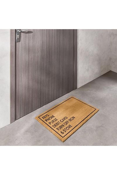 erorex Check List Printed Coir Doormat with PVC Back - 60x90 cm
