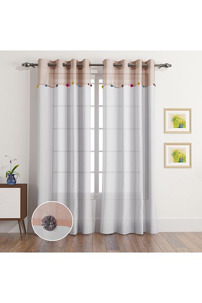 erorex Nordic 2-Piece Sheer Extra Long Curtain Set - 140x300 cm