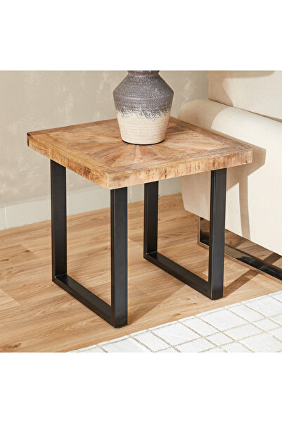 Home Box طاولة جانبية كافون فلوريا - لون طبيعي وأسود