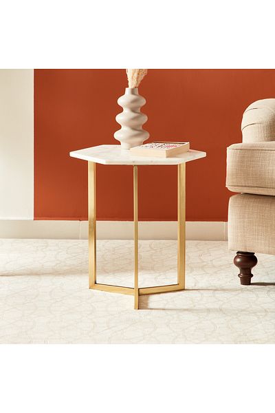 erorex Willow Genuine Marble Top End Table