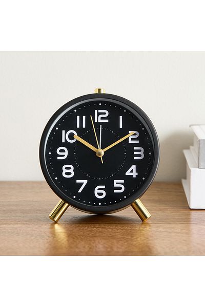 erorex Emir Metal Table Alarm Clock with Night Light - 11x5.5x12 cm