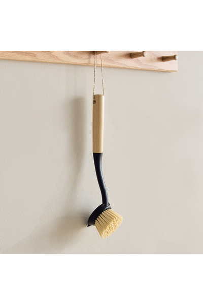 Generic Ebony Dish Brush with Bamboo Handle - 24.5x6 cm