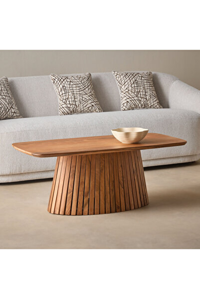 Home Box طاولة قهوة مستديرة من الخشب الصلب من كافون دولتشي - لون الجوز الفاتح