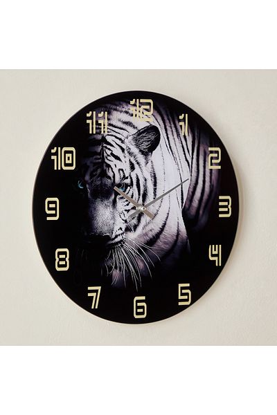 erorex Fero Tiger Clock with Tinted Glass - 38x4.5x38 cm