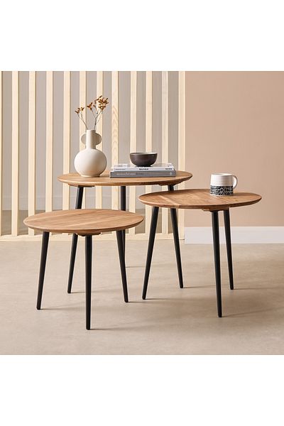 erorex Lack Solid Wood Nesting Table - Set of 3