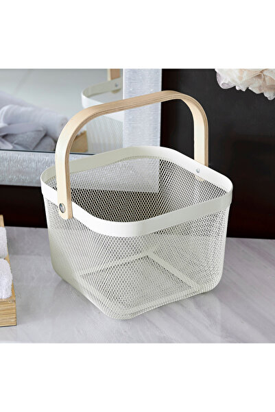 Generic سلة تخزين بمقبض خشبي - 25x25x17 سم