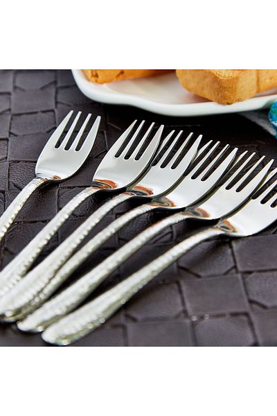 erorex Hammered Stainless Steel Cake Fork - Set of 6