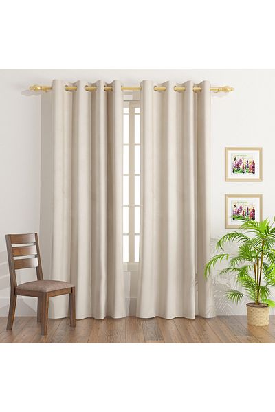 erorex Dove Dimout Velvet Curtain Pair - 135x300 cm