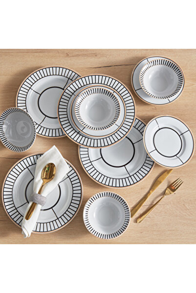 Generic طقم عشاء بريميا من البورسلين مكون من 12 قطعة - يكفي 4 أشخاص