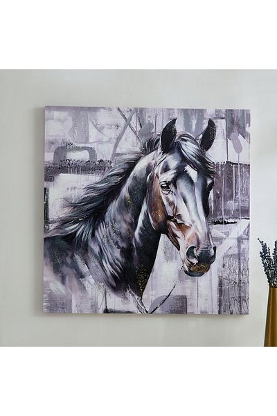 erorex Nairobi Horse Hand Painted Wall Art - 80x3x80 cm