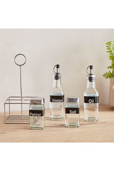 erorex Essential 5-Piece Glass Cruet Set