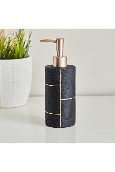 Generic موزع صابون فاخر من الراتنج، أسود، 7×7×19.5 سم