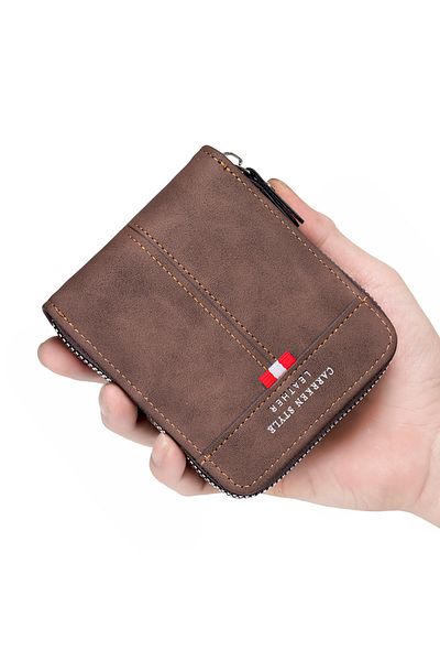 Choice New Men's Wallet Short, Large Capacity, Fashionable Retro, Three Fold Bag, Personalized Zipper, M...