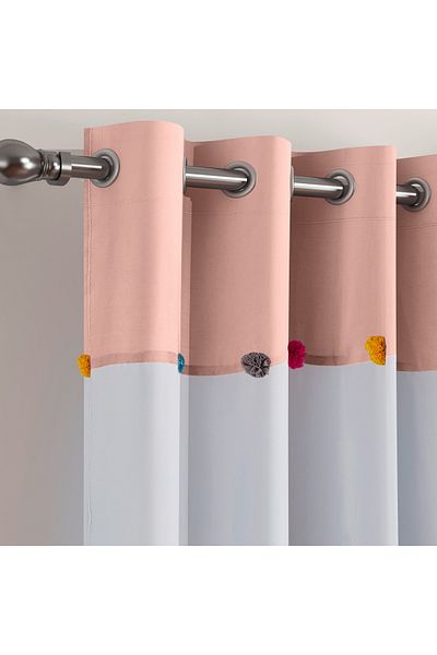 erorex Flutterby 2-Piece Pompom Voile Sheer Curtain Set - 140x240 cm