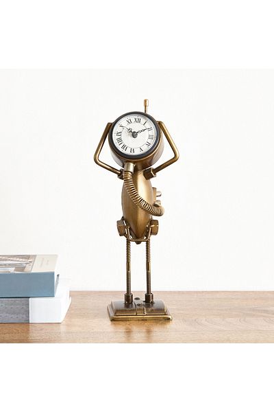 erorex Emir Metal Vintage Table Clock - 14x12x35 cm