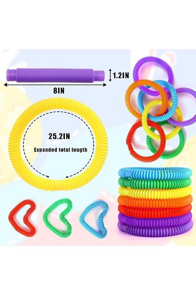 AWH 8Pcs Large Pop Tubes Fidget Toys, Sensory, ADHD, Stress Relief, Party Favors for Kids & Toddlers