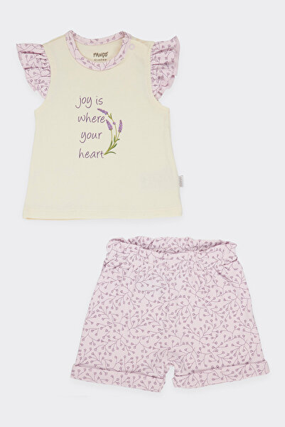 Panço Baby Girl Short Sleeve Lilac 2 Piece Set