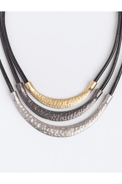 Jimmy Key Black Shiny Figured Triple Adjustable Necklace