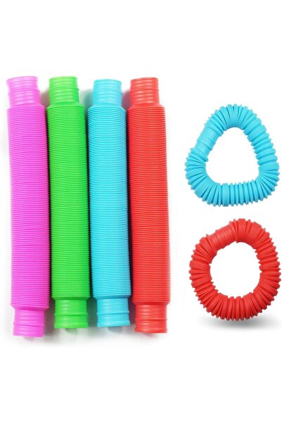 AWH مجموعة من 6 أنابيب حسية من Pop Tubes، أنابيب مطاطية متعددة الألوان لتخفيف...